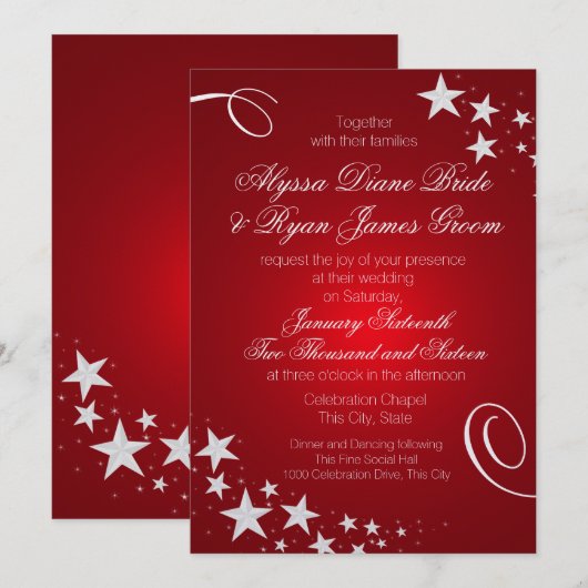 Onder de sterren bruiloft vieren kaart (Voorkant / Achterkant)