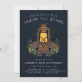Onder de sterren | Camping Birthday Party Invite Kaart (Voorkant)