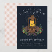 Onder de sterren | Camping Birthday Party Invite Kaart (Voorkant / Achterkant)
