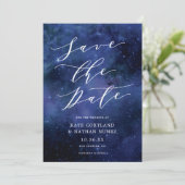 Onder de sterren Chic Space Astronomy Stars Weddin Save The Date (Staand voorkant)