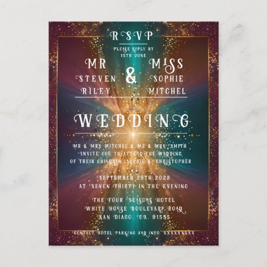 "Onder de sterren: een feest van liefde" Briefkaart (Voorkant)