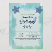 Onder de sterren: een groen verjaardagsfeest kaart (Voorkant / Achterkant)