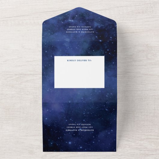 Onder de sterren Elegant Space Astronomy Wedding All In One Uitnodiging (Buitenkant)