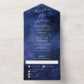 Onder de sterren Elegant Space Astronomy Wedding All In One Uitnodiging (Binnen)