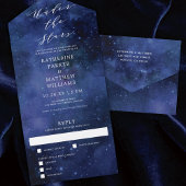 Onder de sterren Elegant Space Astronomy Wedding All In One Uitnodiging