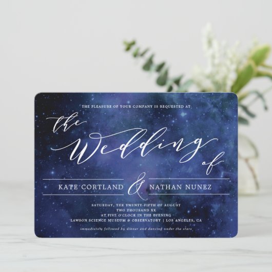 Onder de sterren Elegant Space Astronomy Wedding Kaart (Staand voorkant)
