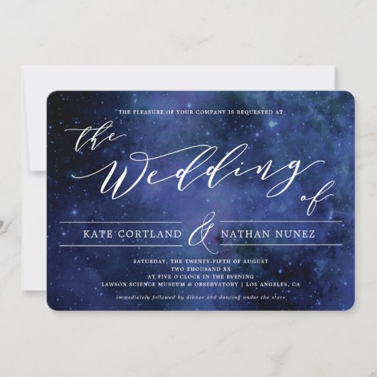 Onder de sterren Elegant Space Astronomy Wedding Kaart (Voorkant)
