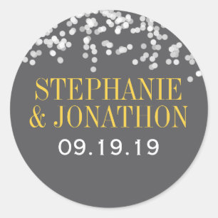 Onder de sterren grijs en geel ronde sticker