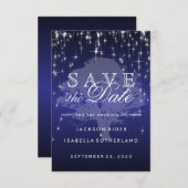Onder de sterren in donkerblauw - sla de datum op save the date (Voorkant / Achterkant)