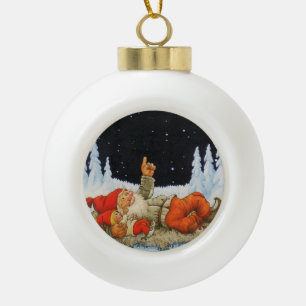 “Onder de sterren” Kabouters door Jenny Nystrom Keramische Bal Ornament