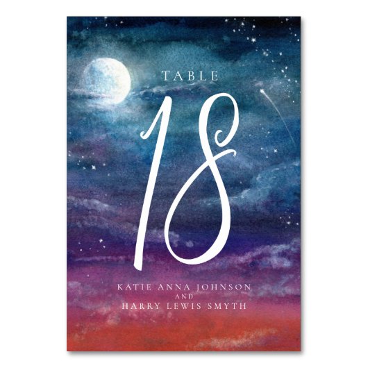 Onder de sterren nacht maan blauw sinaasappel kuns kaart (Voorkant)