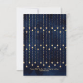Onder de sterren Navy Blue Gold Sparkle RSVP Kaartje (Achterkant)
