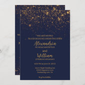 Onder de sterren Navy & Gold bruiloft uitnodiging (Voorkant / Achterkant)