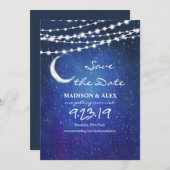 Onder de sterren Save the Date Invitation Kaart (Voorkant / Achterkant)
