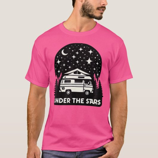 Onder de sterren Serene Camping Van Silhouette - M T-shirt (Voorkant)