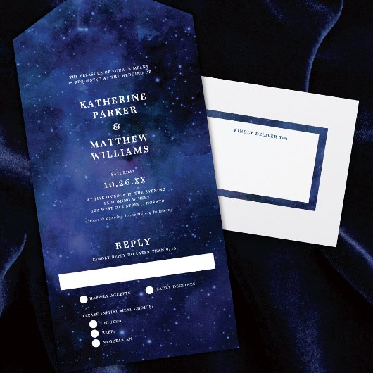 Onder de sterren Space Astronomy Stars Wedding All In One Uitnodiging
