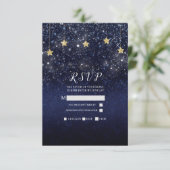 Onder de sterren Sterrennacht Gold Blue Party RSVP (Staand voorkant)