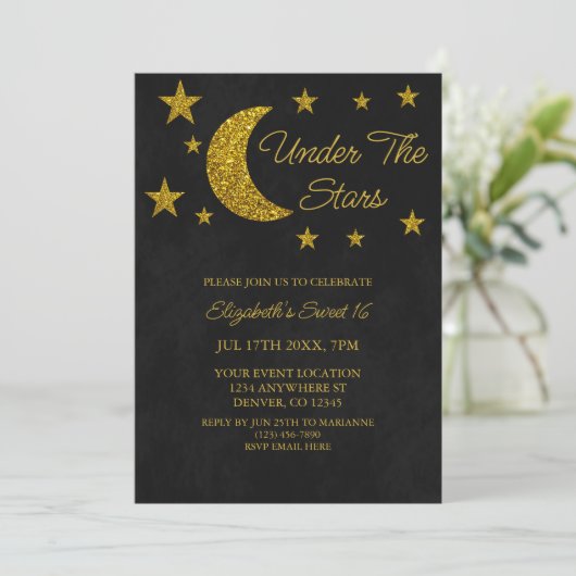 Onder de sterren Sweet 16 Verjaardag Kaart (Staand voorkant)
