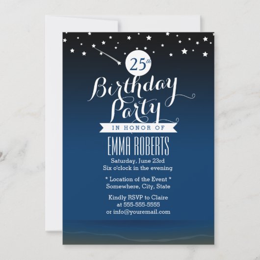 Onder de sterrenstrand Birthday Party Kaart (Voorkant)