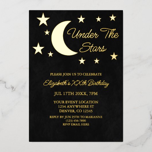 Onder de sterretdag folie uitnodiging (Voorkant)