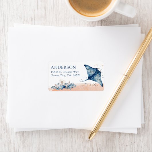 Onder de Stingray van de Waterverf Zee Etiket (Insitu)