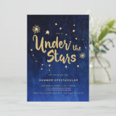 Onder de titel Stars Backyard BBQ Party Invitation Kaart (Staand voorkant)