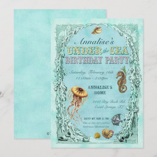 Onder de uitnodiging van de Birthday Partij van he (Voorkant / Achterkant)