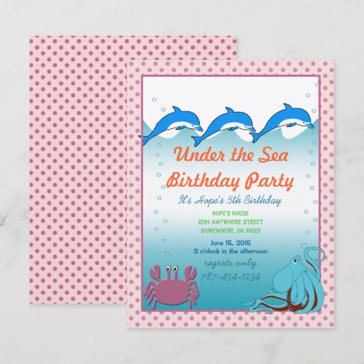 Onder de uitnodiging van de Zee Birthday Party (Voorkant / Achterkant)