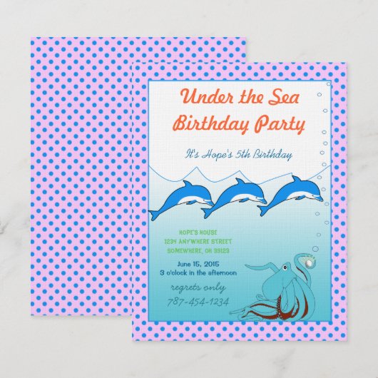 Onder de uitnodiging van de Zee Birthday Party (Voorkant / Achterkant)