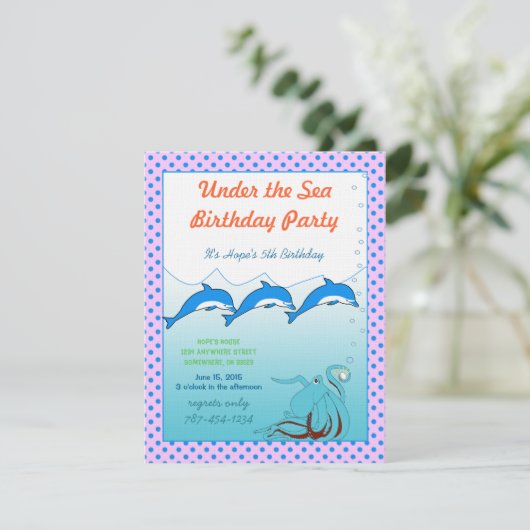 Onder de uitnodiging van de Zee Birthday Party (Staand voorkant)