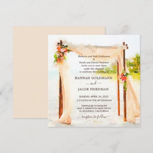 Onder de uitnodiging voor het huwelijk van Chuppah (Voorkant / Achterkant)