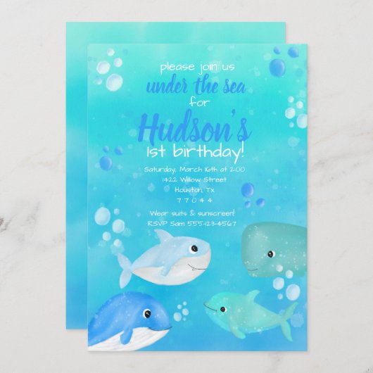 Onder de verjaardagsfeestdag van het zee zeeen kaart (Voorkant / Achterkant)