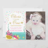 Onder de verjaardagsuitnodiging voor koraalrif van kaart (Voorkant)