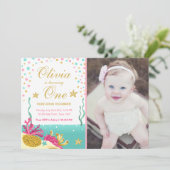 Onder de verjaardagsuitnodiging voor koraalrif van kaart (Staand voorkant)