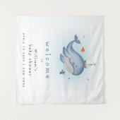 Onder de walvisboot baby shower welkomstbord wandkleed (Voorkant (horizontaal))