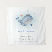 Onder de walvisboot baby shower welkomstbord wandkleed (Voorkant)