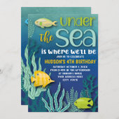 Onder de Waterverf Ocean Birthday Party van de Zee Kaart (Voorkant / Achterkant)