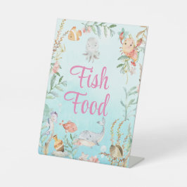 Onder de waterverf van de zee Birthday Reclamebord Met Voetstuk