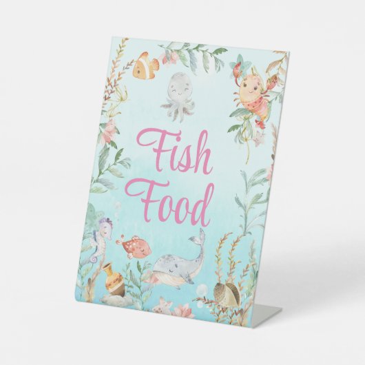 Onder de waterverf van de zee Birthday Reclamebord Met Voetstuk (Voorkant)