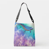 Onder de Waterverf Zee Blauwe Walvisvaart Crossbody Tas (Achterkant)