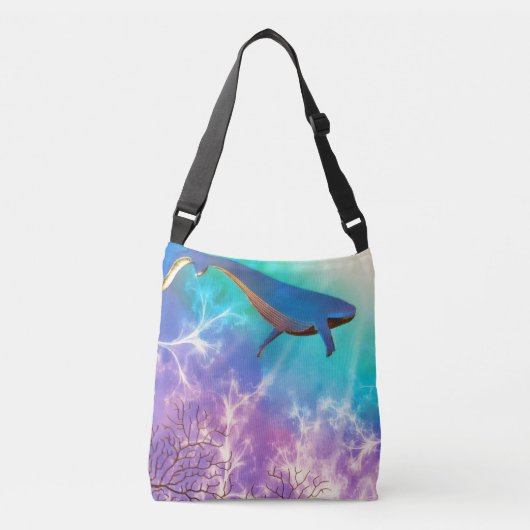 Onder de Waterverf Zee Blauwe Walvisvaart Crossbody Tas (Voorkant)