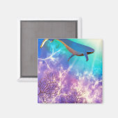 Onder de Waterverf Zee Blauwe Walvisvaart Magneet (Voorkant / Achterkant)