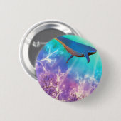 Onder de Waterverf Zee Blauwe Walvisvaart Ronde Button 5,7 Cm (Voorkant /achterkant)