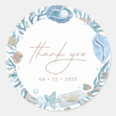 Onder de Waterverf Zee Nautical Hartelijk dank Ronde Sticker (Voorkant)