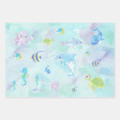 Onder de Waterverf Zee vallen Inpakpapier Vel (Voorkant)