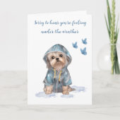 Onder de Weersinvloeden met Cute Yorkie Blauw Aqua Kaart (Voorkant)