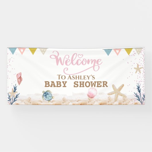 Onder de Welkomstbanner van het Baby shower van he Spandoek (Horizontaal)