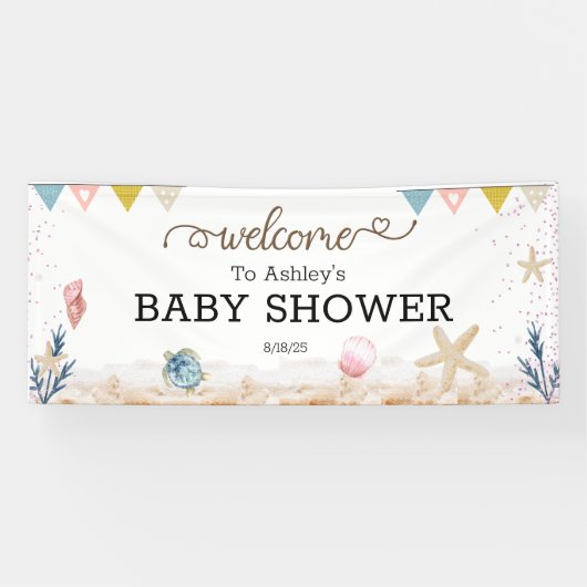 Onder de Welkomstbanner van het Baby shower van he Spandoek (Horizontaal)