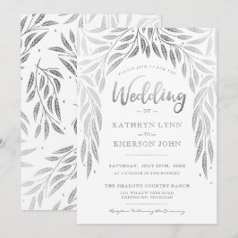 Onder de wilgen bruiloft uitnodiging Faux zilver