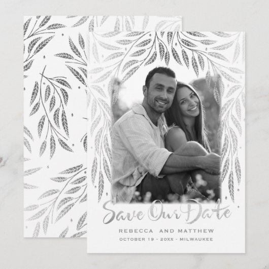 Onder de Willows 3 Foto Opslaan van de Datum Save The Date (Voorkant / Achterkant)